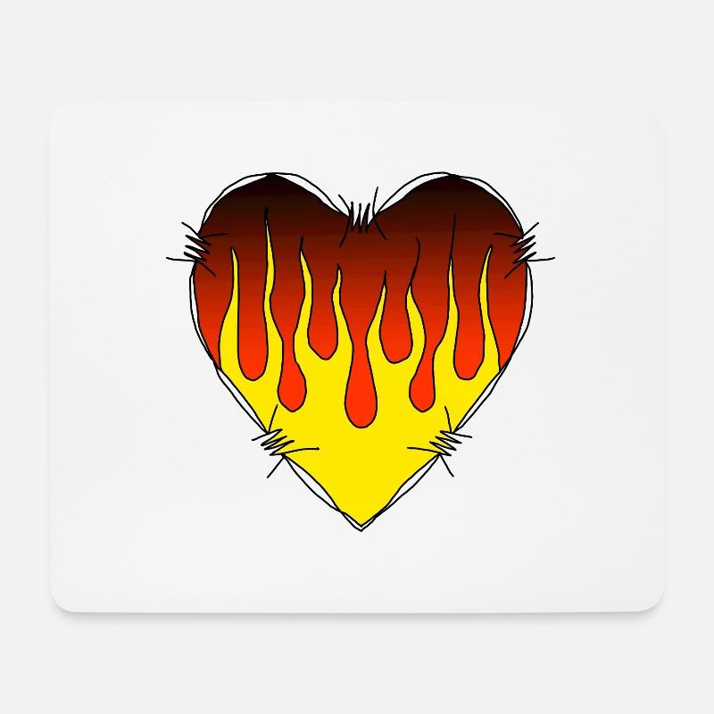 Flammenherz im Draht - Mousepad (Querformat) - Weiß