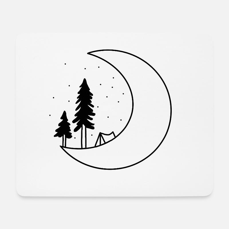 Zelten im Mondschein - Mousepad (Querformat) - Weiß