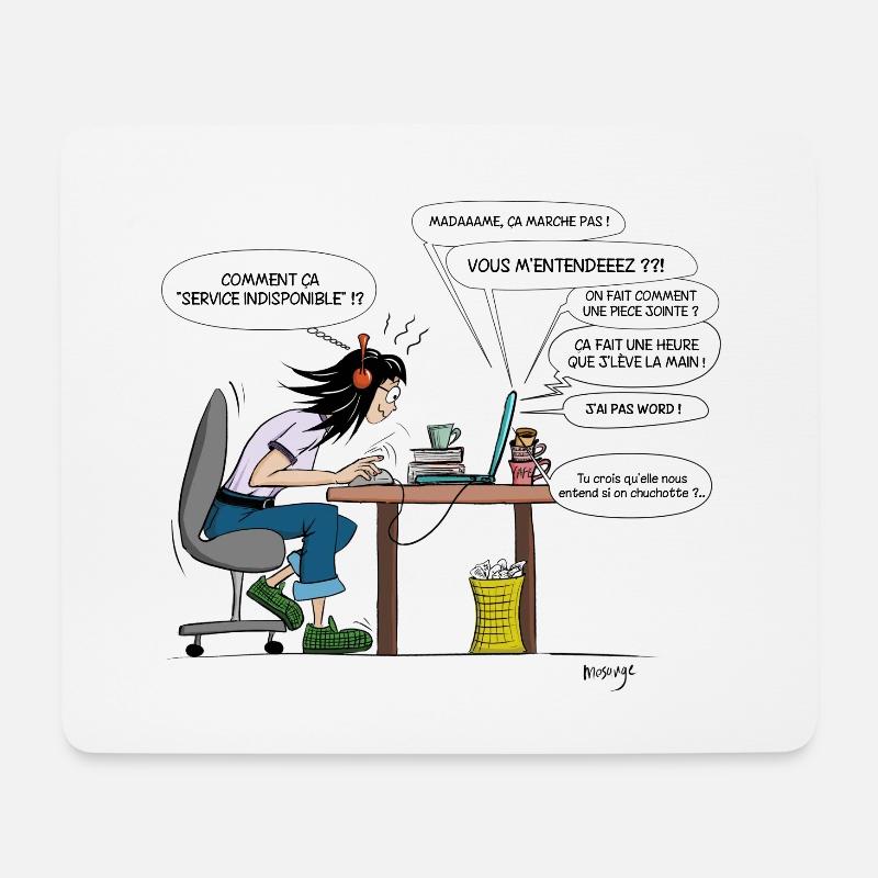 Prof en confinement - Tapis de souris (format paysage) - blanc