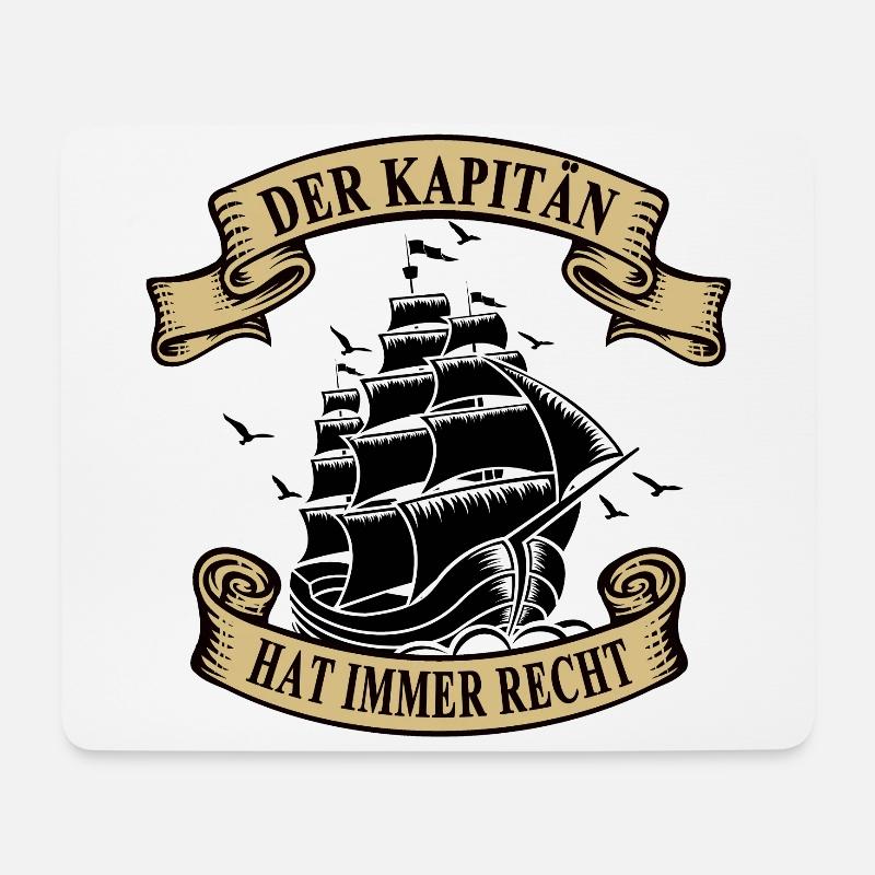 Kapitän Segelboot Recht Segelschiff - Mousepad (Querformat) - Weiß