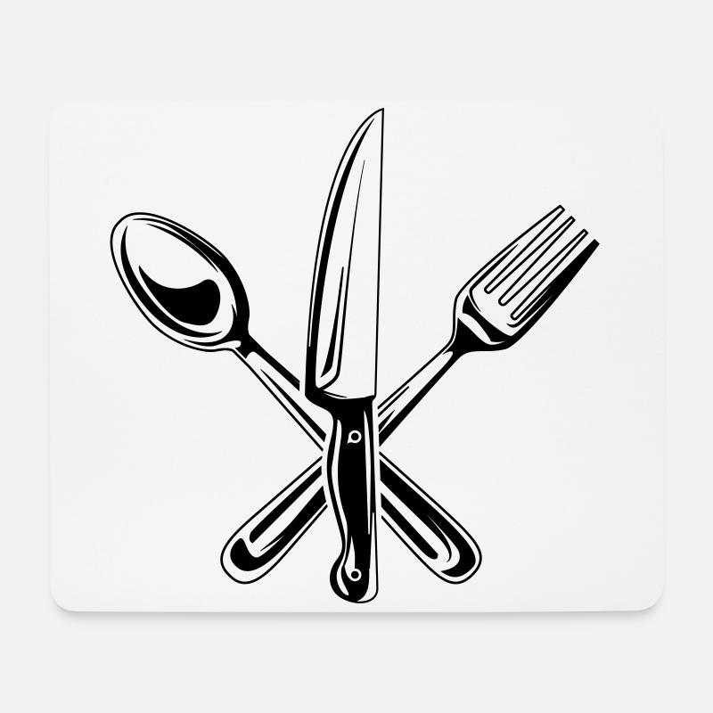 besteck symbol messer gabel löffel - Mousepad (Querformat) - Weiß