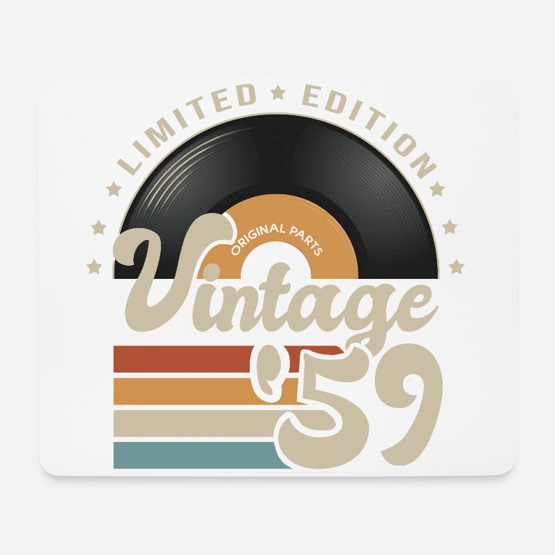 vintage Vinyl 1959 birthday gift idea 62 years - Mouse Pad (horizontal) - white