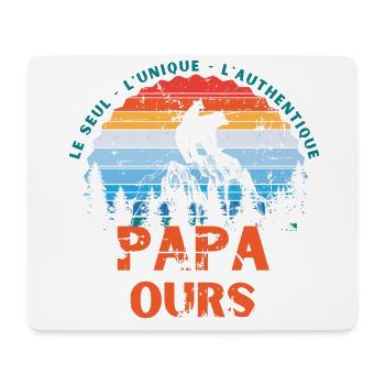 PAPA OURS cadeau papa tshirt papa ours vintage - Tapis de souris (format paysage) - blanc - Devant