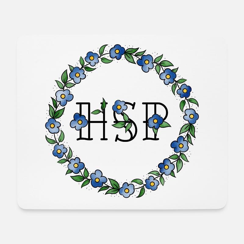 HSP - hoch sensible Person Vergissmeinnicht Rahmen - Mousepad (Querformat) - Weiß