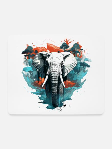 Künstlerischer Elefant - Mousepad (Querformat) - Weiß