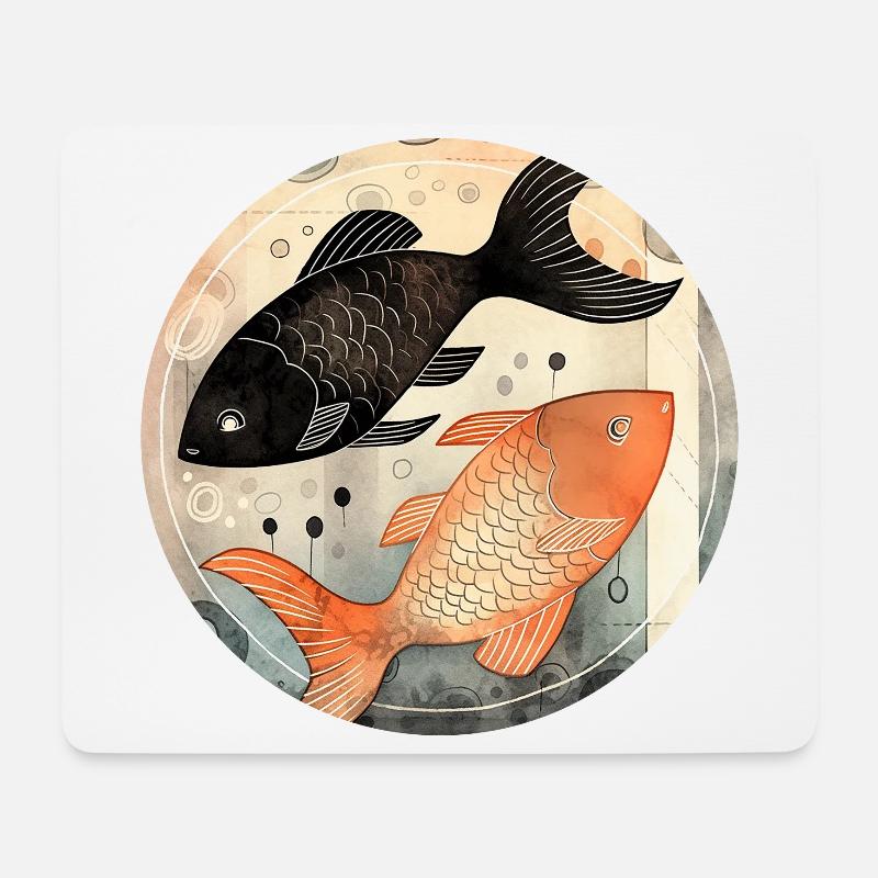 Signe du zodiaque Poissons - Tapis de souris (format paysage) - blanc