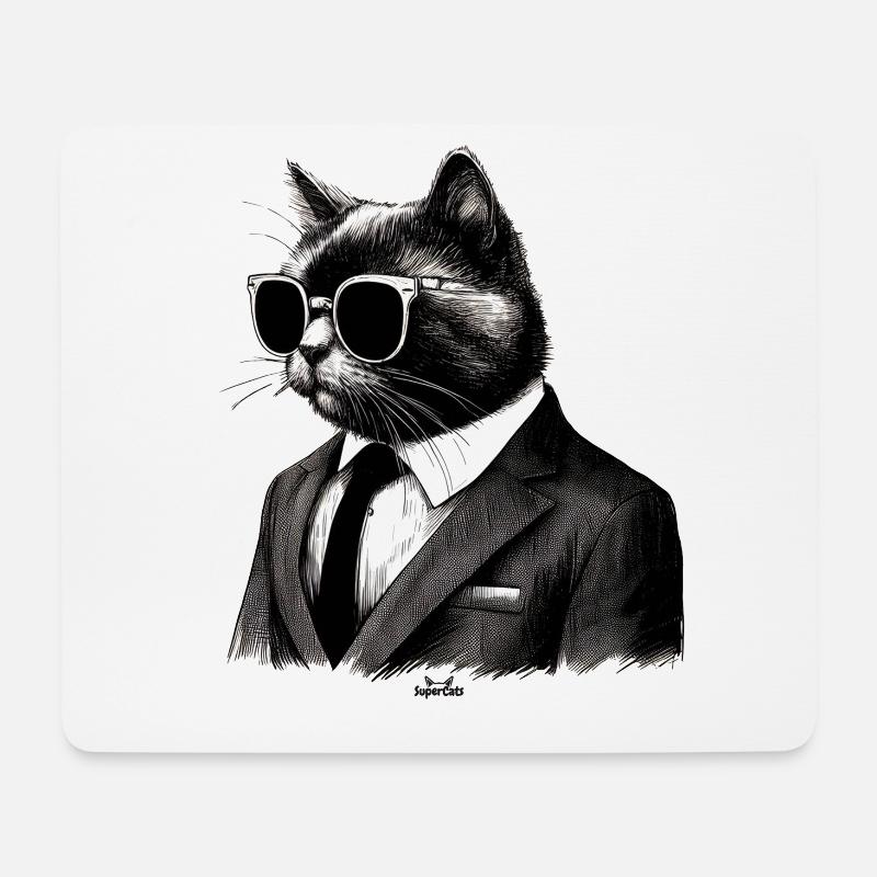Anzug Katze - Mousepad (Querformat) - Weiß