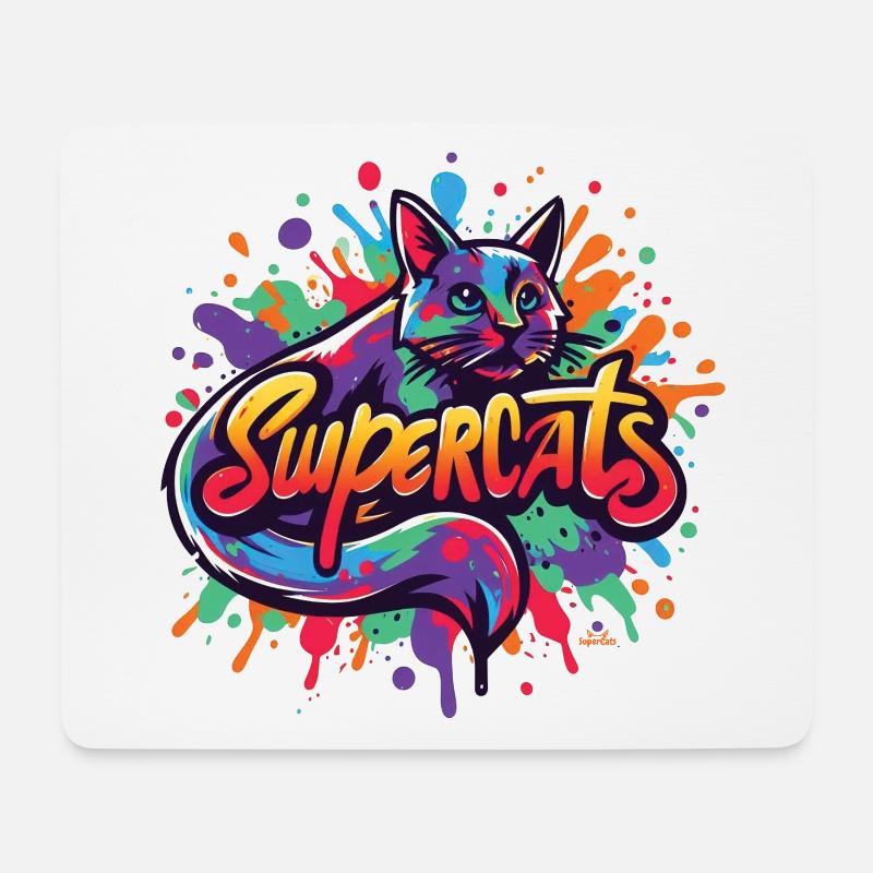 Supercats 7 Logo - Mousepad (Querformat) - Weiß