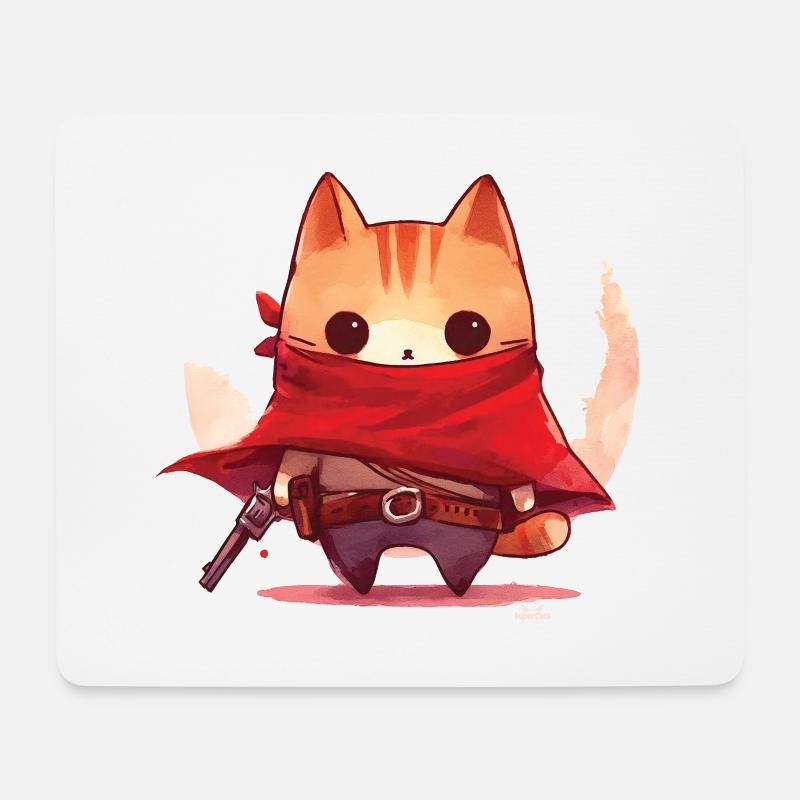 Katze als Cowboy verkleidet - Mousepad (Querformat) - Weiß