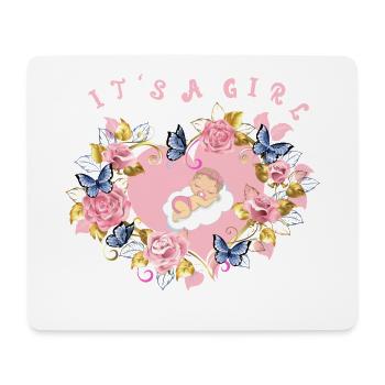 C’est une fille fille Naissance Fille Baby Shower Baby Shower - Tapis de souris (format paysage) - blanc - Devant