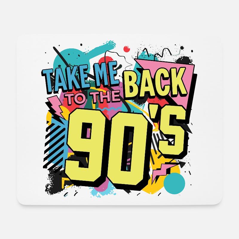 90s 90er Jahre Musik Bunt Party Karneval Kostüm - Mousepad (Querformat) - Weiß