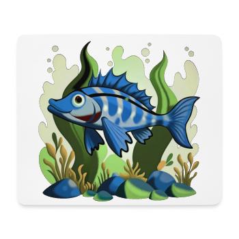 Blaufisch - Mousepad (Querformat) - Weiß - Vorne