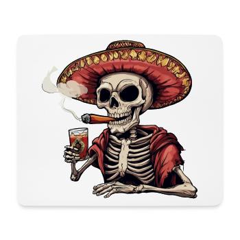 Skelett Totenkopf Totenschädel Zigarre Schnaps - Mousepad (Querformat) - Weiß - Vorne