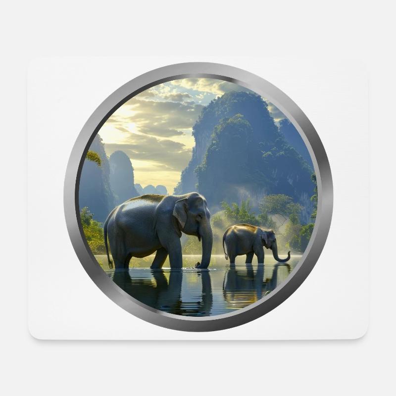 Elephant Animal - 2 - Mouse Pad (horizontal) - white