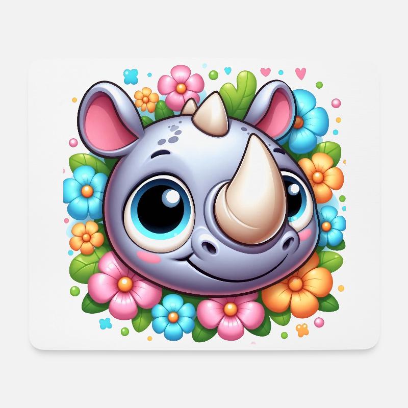 Nashorn Billy - Mousepad (Querformat) - Weiß