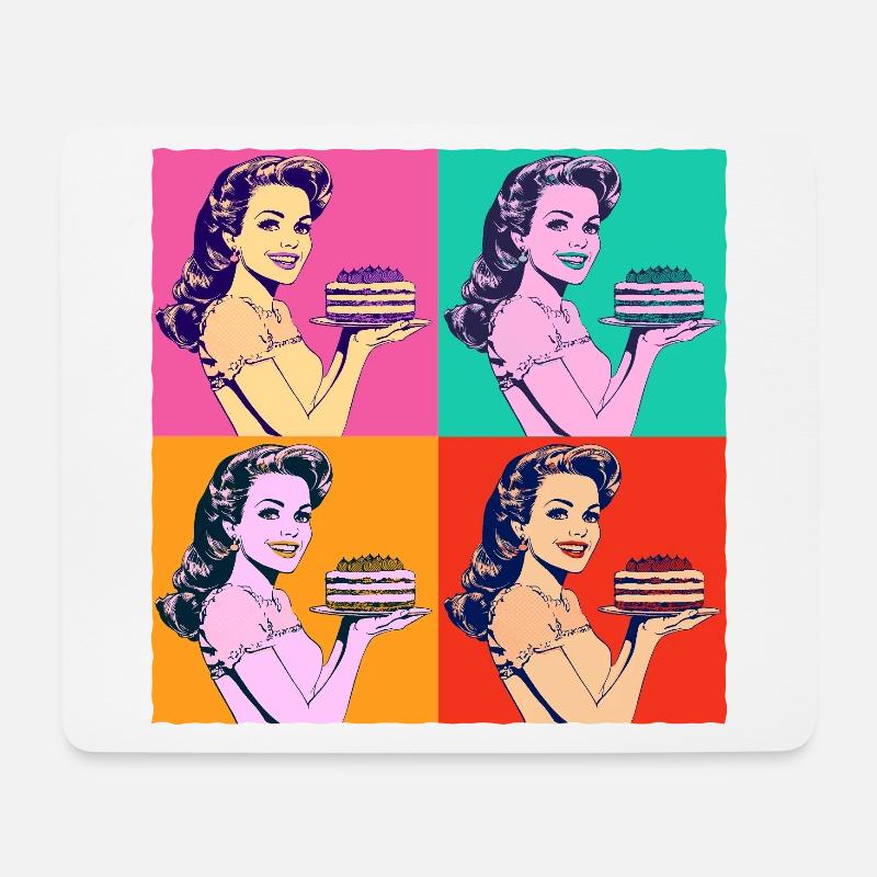 Backen Torte Backkönigin Backfee Bäckerin Pop Art - Mousepad (Querformat) - Weiß