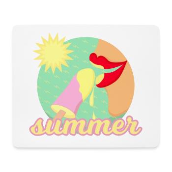 Sommer, Sonne, Eis - rote Lippen essen ein Eis - Mousepad (Querformat) - Weiß - Vorne