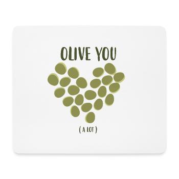 Olive heart love plant gift idea olive tree - Mouse Pad (horizontal) - white - Front