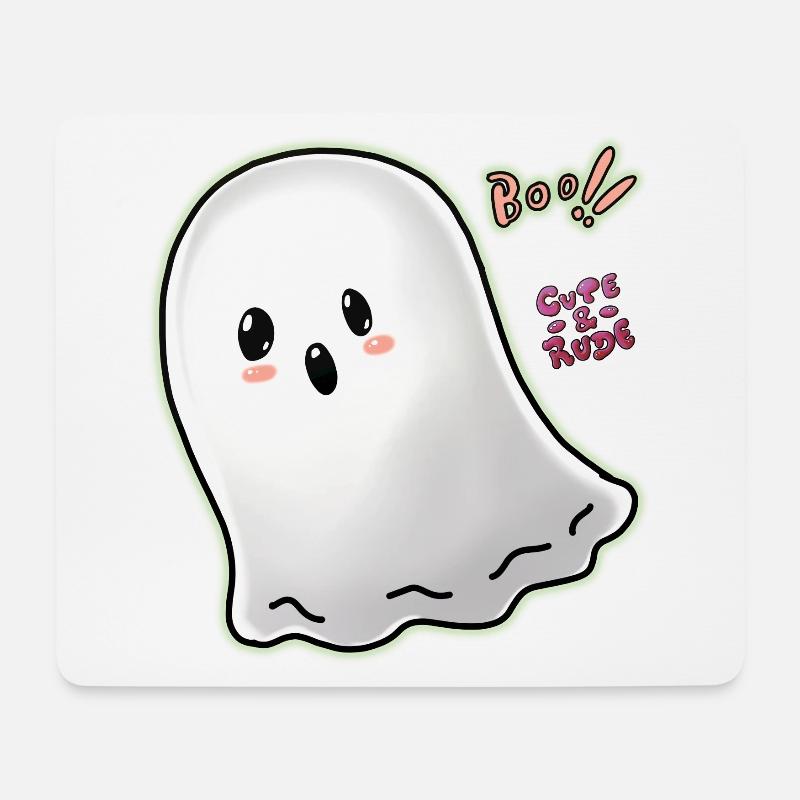 Boo Fantom - Niedlich und unhöflich - Mousepad (Querformat) - Weiß