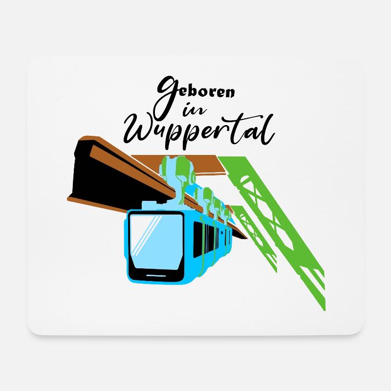 Geboren in Wuppertal Schwebebahn Wupper Design - Mousepad (Querformat) - Weiß
