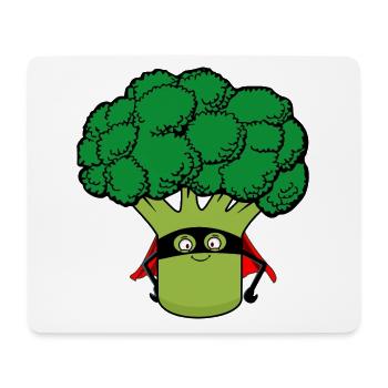Brokkoli Gemüse Superheld Lustig mit Maske Umhang - Mousepad (Querformat) - Weiß - Vorne