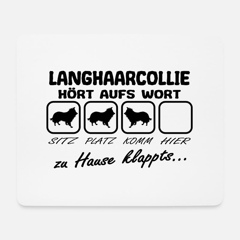 Langhaarcollie Hört aufs Wort Spruch Lustig - Mousepad (Querformat) - Weiß