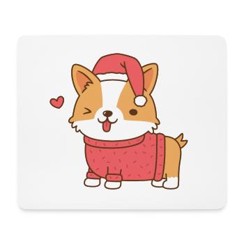 Cute Christmas Corgi In Sweater and Santa Hat - Mouse Pad (horizontal) - white - Front