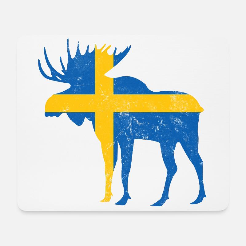 Schweden Elch mit Flagge - Mousepad (Querformat) - Weiß