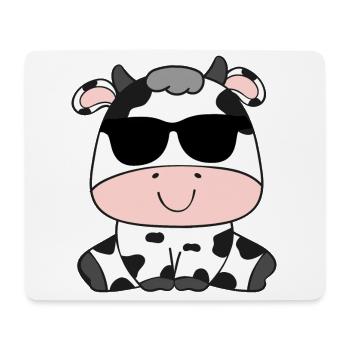Vache avec lunettes de soleil Motif Enfants Bébé Fille - Tapis de souris (format paysage) - blanc - Devant