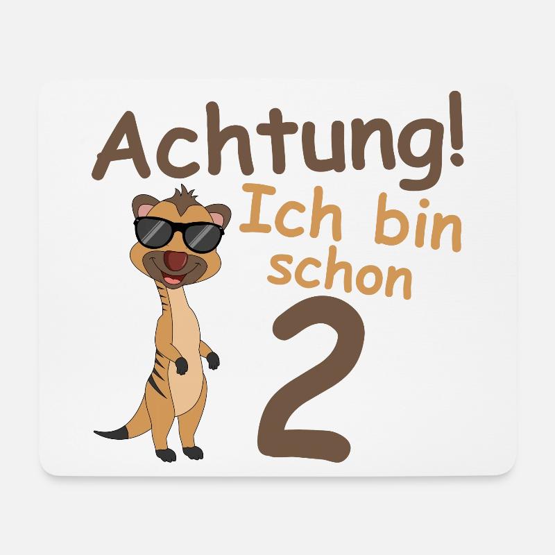 Geburtstagsshirt 2 jahr Erdmännchen baby Mädchen - Mousepad (Querformat) - Weiß