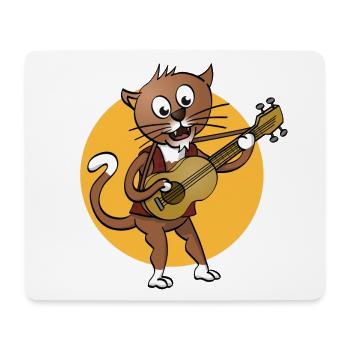 Le chat qui joue de la guitare et chante - illustration - Tapis de souris (format paysage) - blanc - Devant