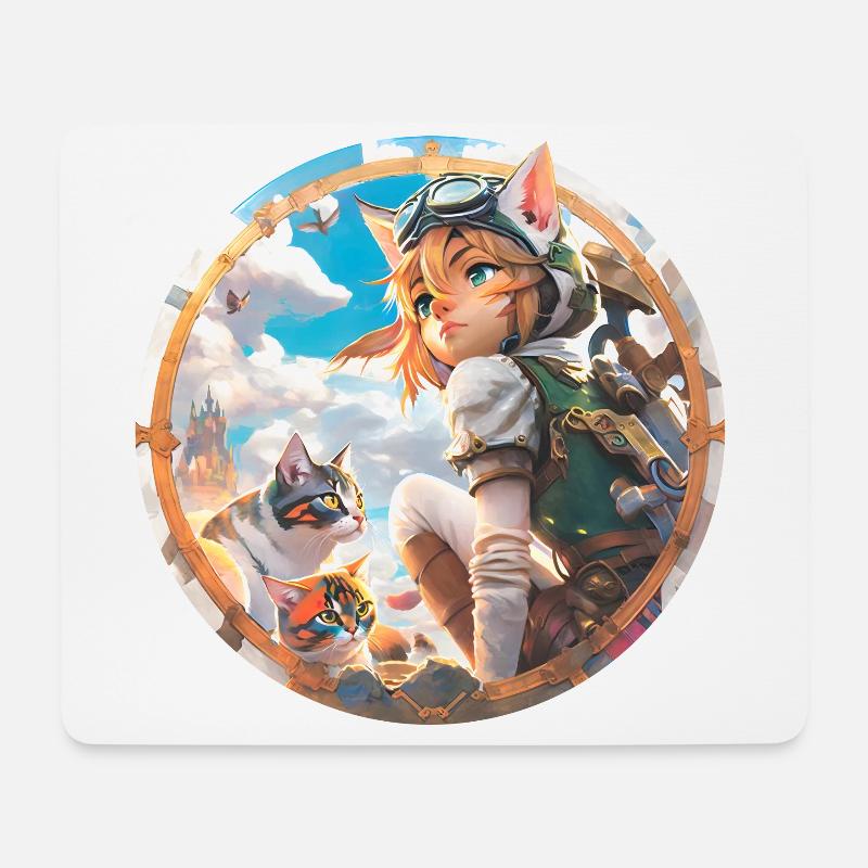 Anime Cat Boy - Mouse Pad (horizontal) - white