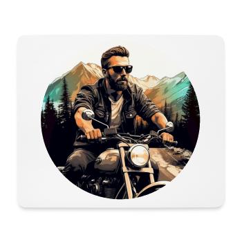 Mann auf seiner Maschiene in den Bergen - Retro - Mousepad (Querformat) - Weiß - Vorne