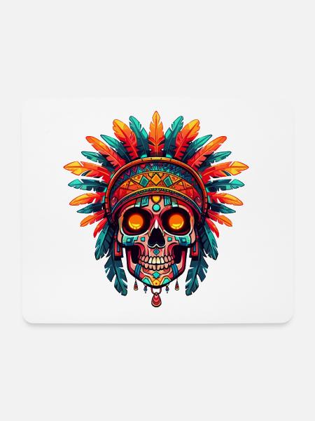 Aztekenschädel 002 - Mousepad (Querformat) - Weiß