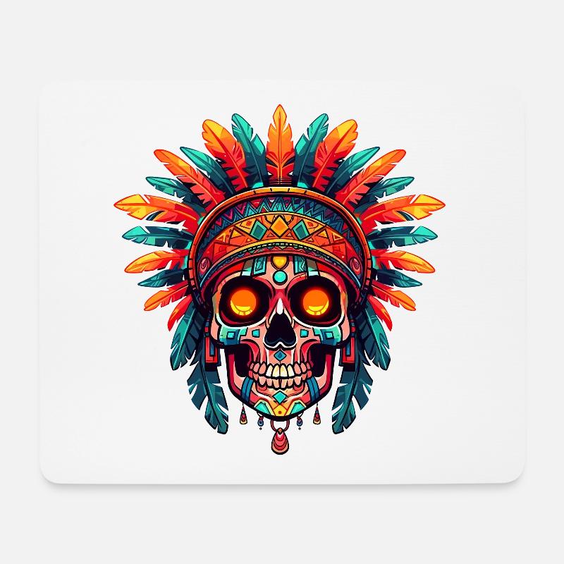 Aztekenschädel 002 - Mousepad (Querformat) - Weiß