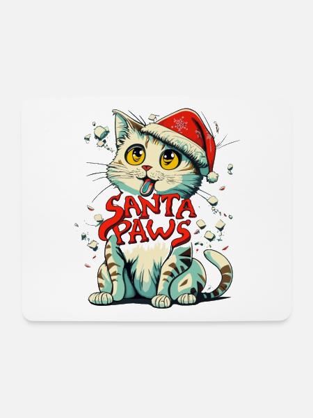 Santas Paws - Weihnachten für Katzenliebhaber 🐱 - Mousepad (Querformat) - Weiß