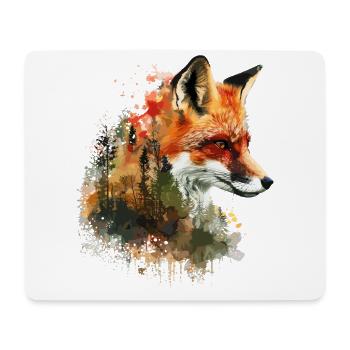 Renard dans le foret aquarelle, Fox - Tapis de souris (format paysage) - blanc - Devant