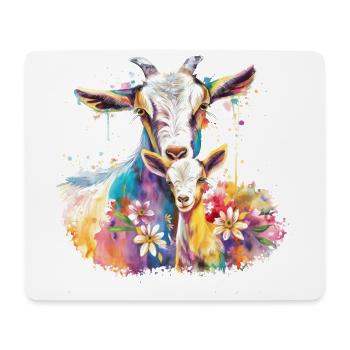 Goat with her calf - Mouse Pad (horizontal) - white - Front