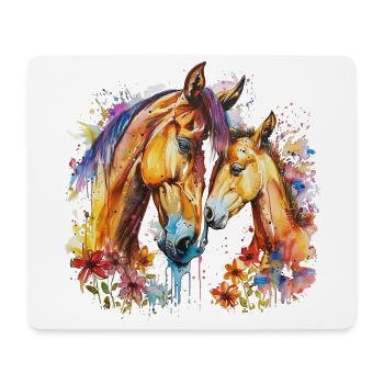 Horse with his foal - Mouse Pad (horizontal) - white - Front