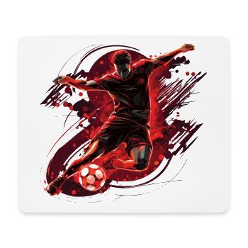 Ein Fußballer in einer dynamischen Aktion mit einem Torschuss. - Mousepad (Querformat) - Weiß - Vorne