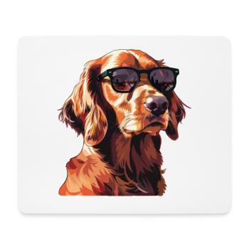 Irish Setter, Hund, Sonnenbrille, Sommer - Mousepad (Querformat) - Weiß - Vorne