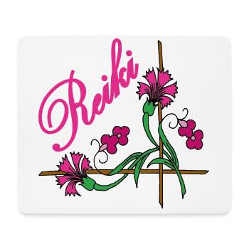 Reiki Scripture with Flower 9 Pink - Mouse Pad (horizontal) - white - Front