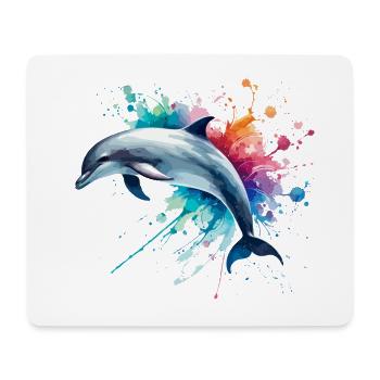 Vibrant dolphin in watercolor ,ocean - Mouse Pad (horizontal) - white - Front