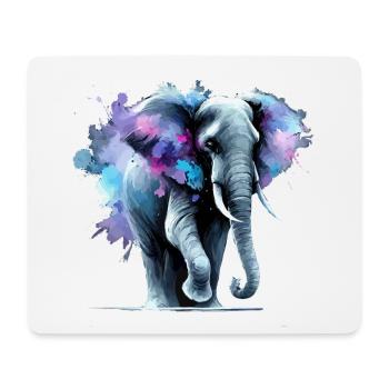 Majestic Elephant in Watercolor - Mouse Pad (horizontal) - white - Front
