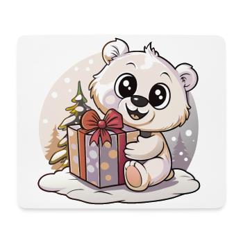 Cute bear with gift at Christmas - Mouse Pad (horizontal) - white - Front
