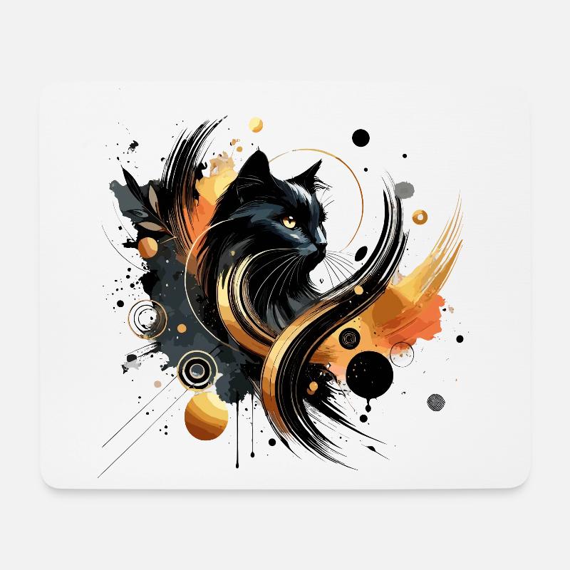 Black Cat, Black Cat Watercolor - Mouse Pad (horizontal) - white