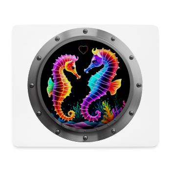 Seahorses in love neon - Mouse Pad (horizontal) - white - Front