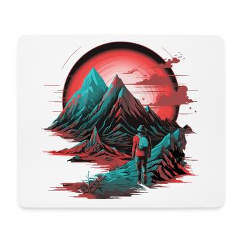 Wandern Berg Berge Bergsteigen Klettern Natur Neon - Mousepad (Querformat) - Weiß - Vorne
