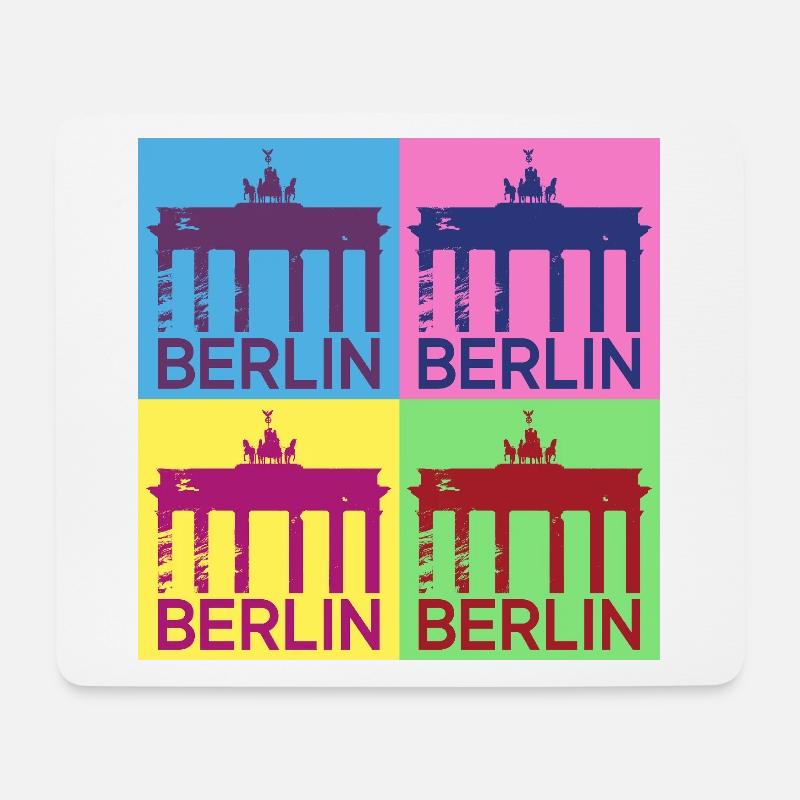 Berlin Skyline Stadt Deutschland Pop Art Style - Mousepad (Querformat) - Weiß