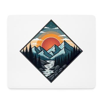 Vintage Illustration Mountains by Sunset in Forest - Mouse Pad (horizontal) - white - Front